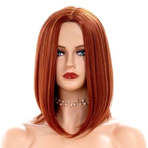 Red synthetic bob wig